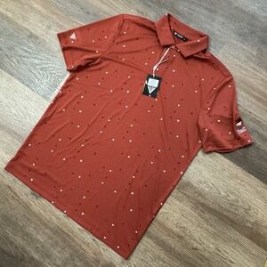 NWT Levelwear Golf Polo Red Geometric AOP Cabot Golf Club Men's Sz M Cape Breton